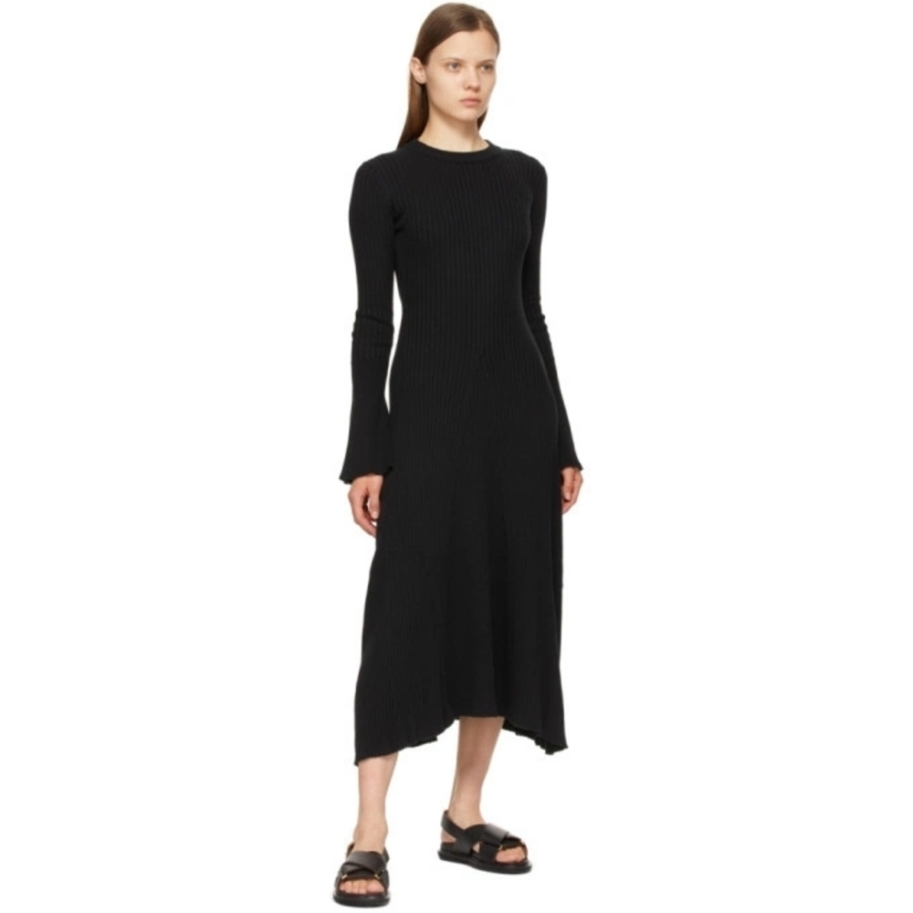 Anna Quan Isla Black Long Sleeve Ribbed Cotton Knit Dress NWT 8 - Picture 4 of 13